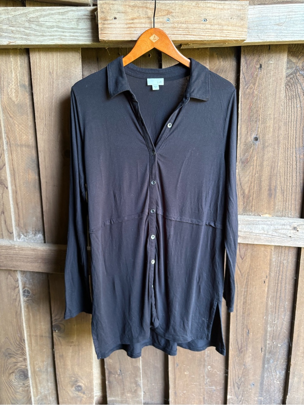 J. Jill Black Rayon Tencel Button Down Tunic